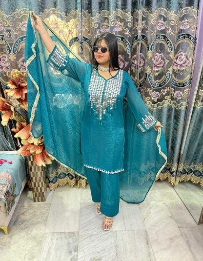 THE FARSHI MIRROR PARTY WEAR SUIT