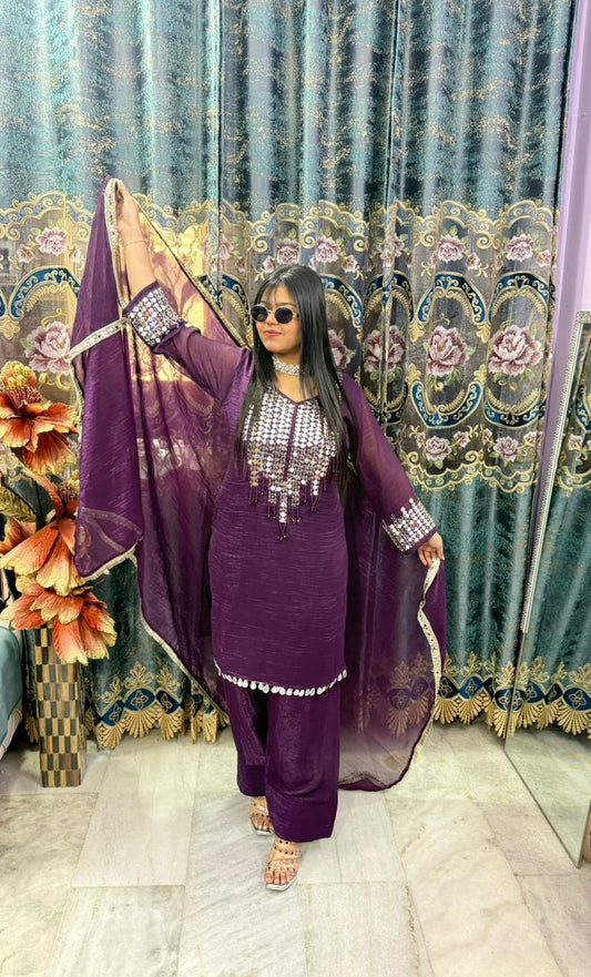 THE FARSHI MIRROR PARTY WEAR SUIT