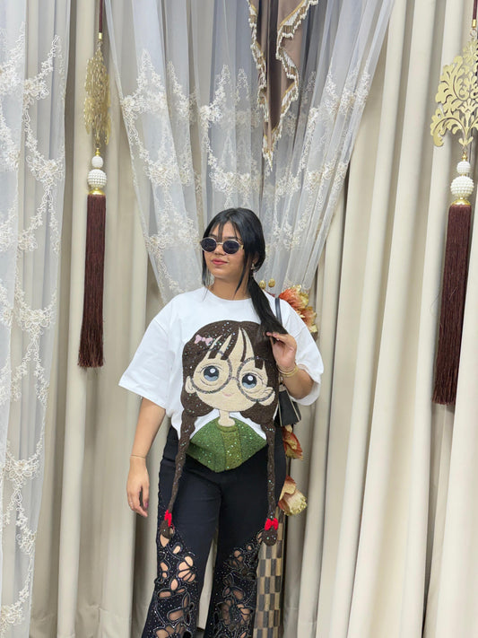 Doll Print T-Shirt for Women | Free Size (M to 3XL) | Premium Cotton Hosiery