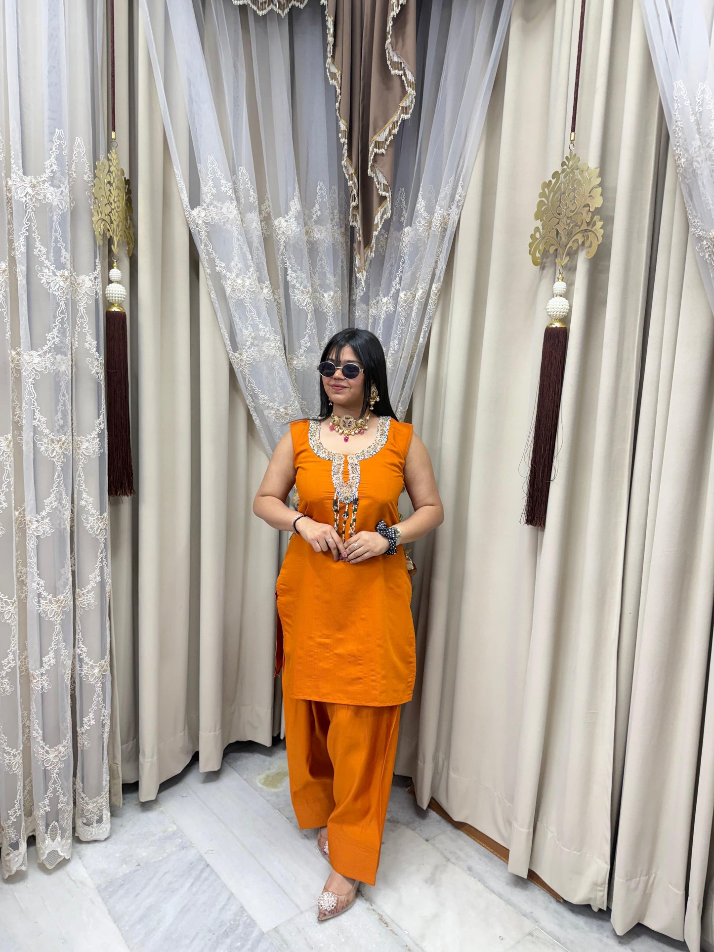 Shilpa Shetty–Inspired Farshi Co-Ord Set | Cotton Silk | Sizes L to 3XL