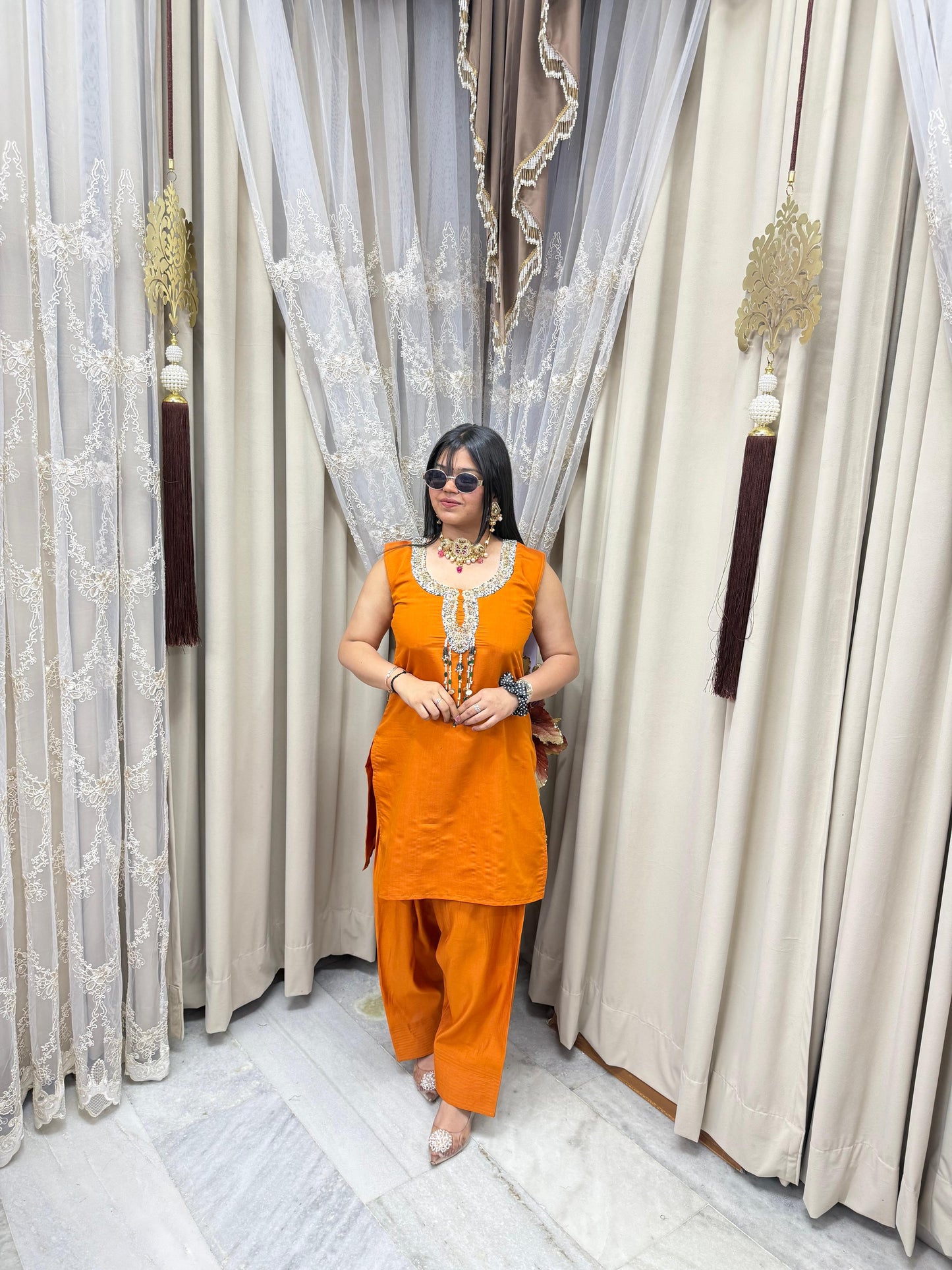 Shilpa Shetty–Inspired Farshi Co-Ord Set | Cotton Silk | Sizes L to 3XL