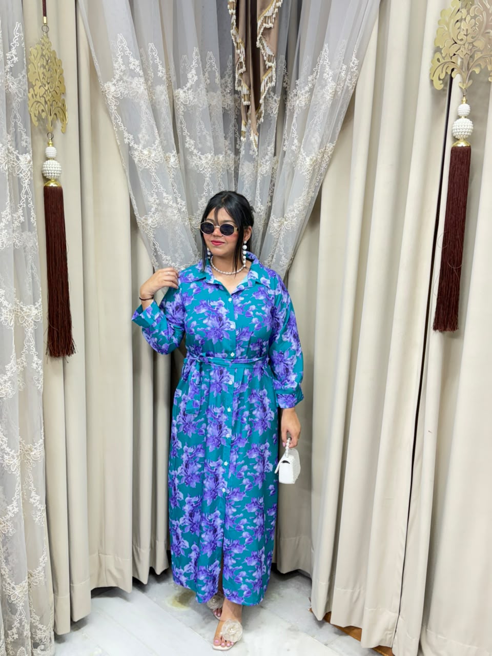 The Orchid Summer Dress | Premium Floral Print Mulmul Cotton Shirt Dress