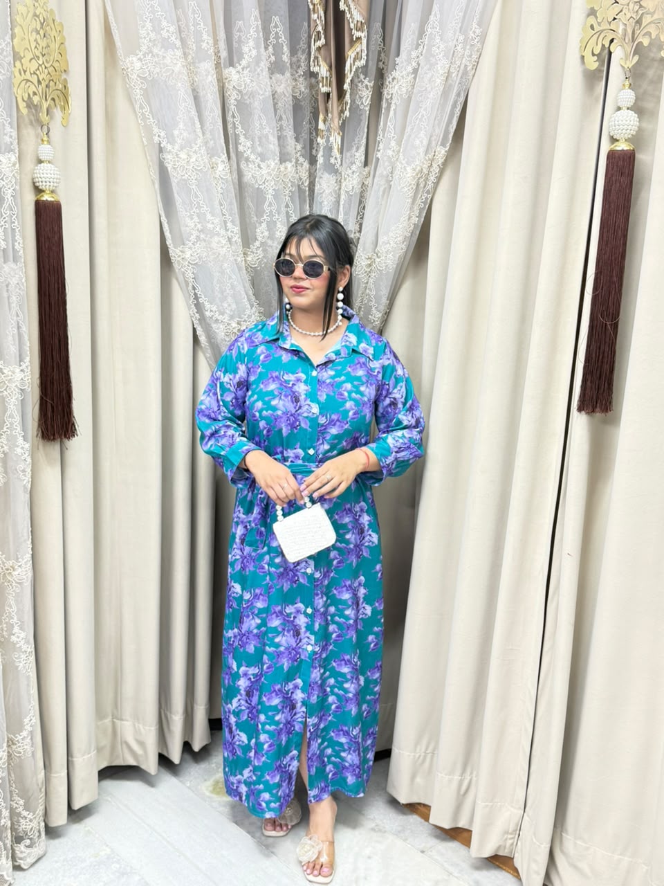 The Orchid Summer Dress | Premium Floral Print Mulmul Cotton Shirt Dress
