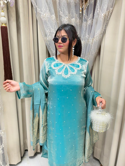 Designer Pearl Jimmy Choo Suit with Pearl Work Detailing for Women