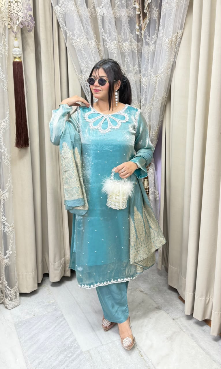 Designer Pearl Jimmy Choo Suit with Pearl Work Detailing for Women