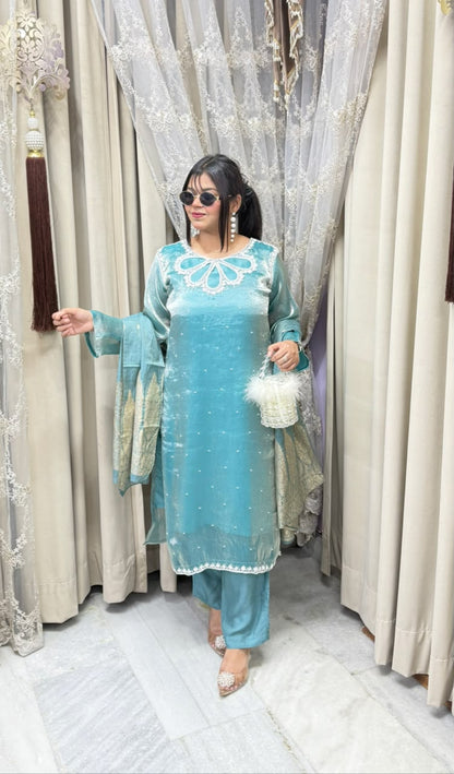 Designer Pearl Jimmy Choo Suit with Pearl Work Detailing for Women