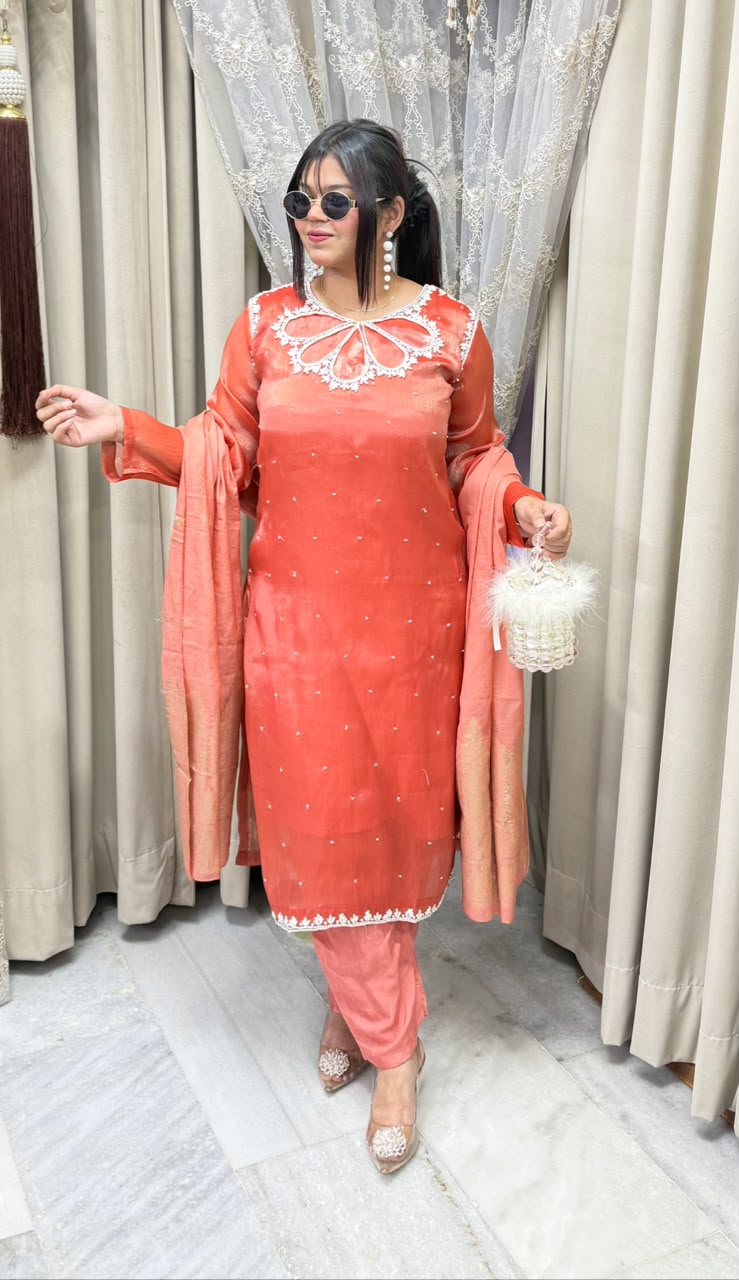 Designer Pearl Jimmy Choo Suit with Pearl Work Detailing for Women