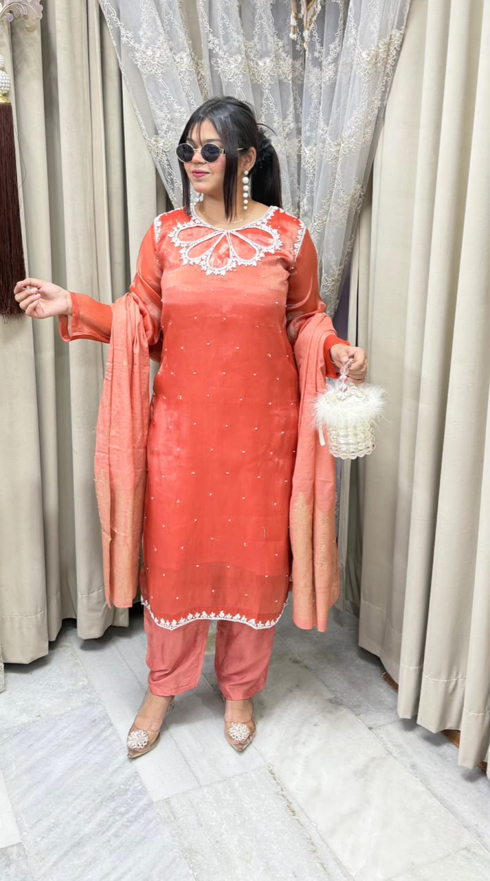 Designer Pearl Jimmy Choo Suit with Pearl Work Detailing for Women