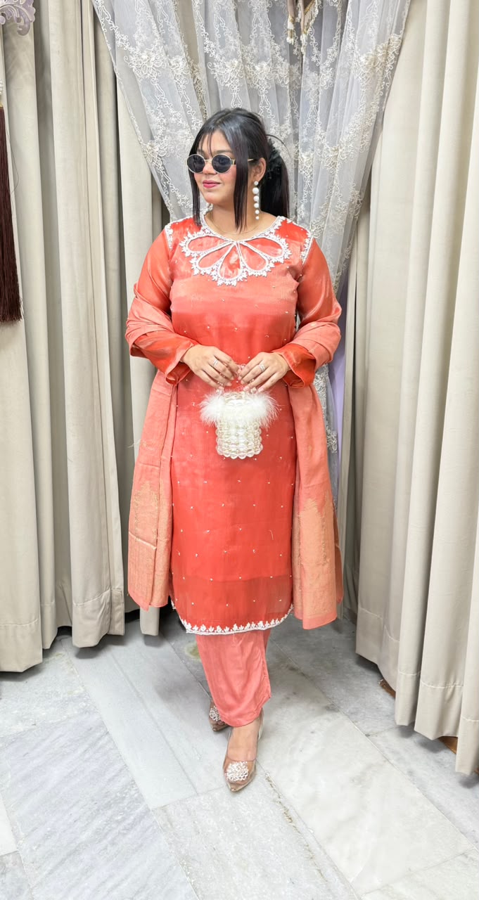Designer Pearl Jimmy Choo Suit with Pearl Work Detailing for Women