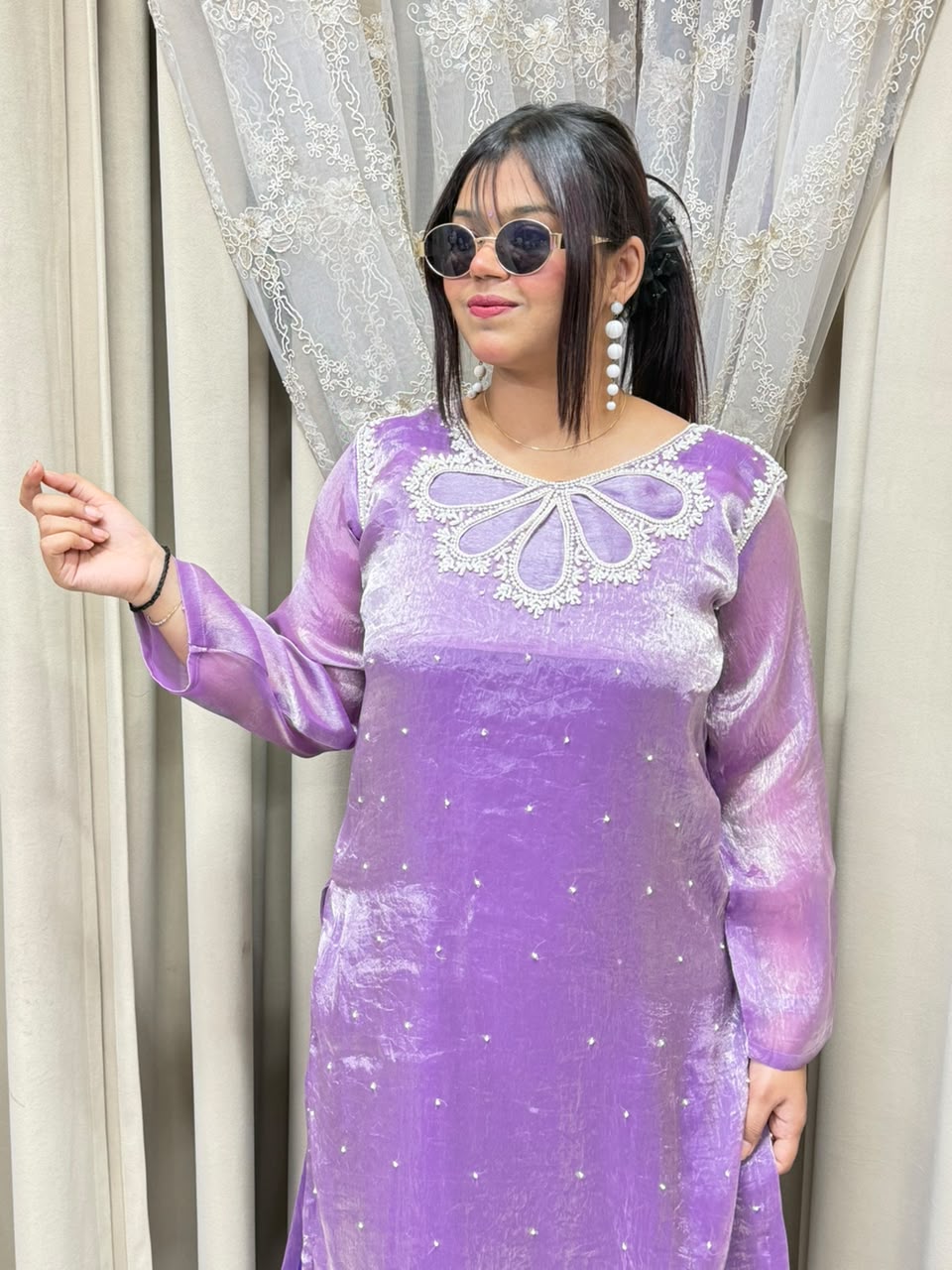 Designer Pearl Jimmy Choo Suit with Pearl Work Detailing for Women