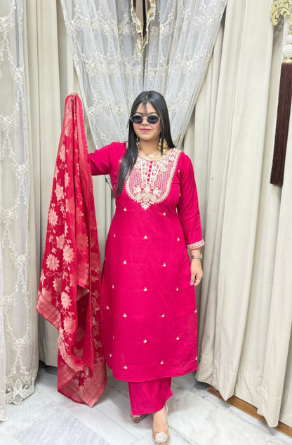 Designer Hemlata Suit Set with Handwork and Pure Banarasi Dupatta