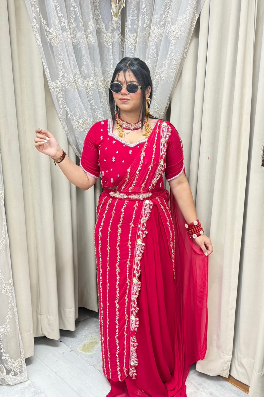 Designer Ready-to-Wear Saree for Women | Premium Pink Saree