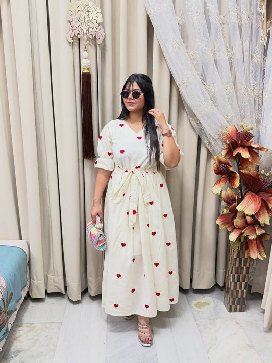 Valentine Heart Print Pure Cotton Dress