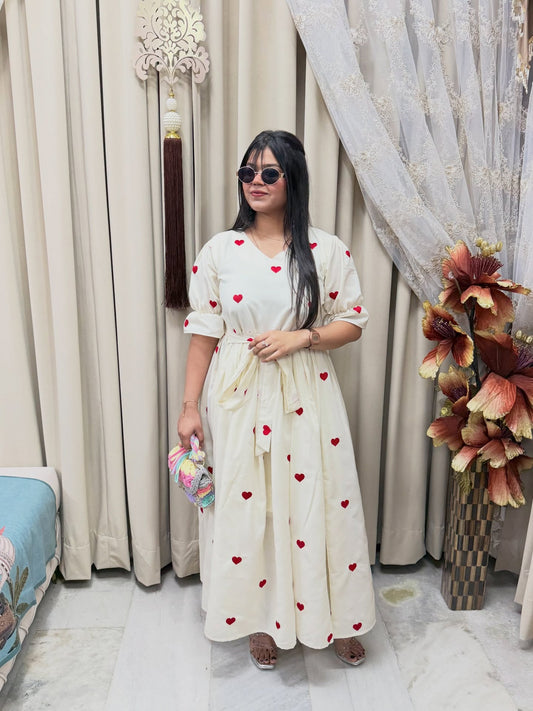 Valentine Heart Print Pure Cotton Dress