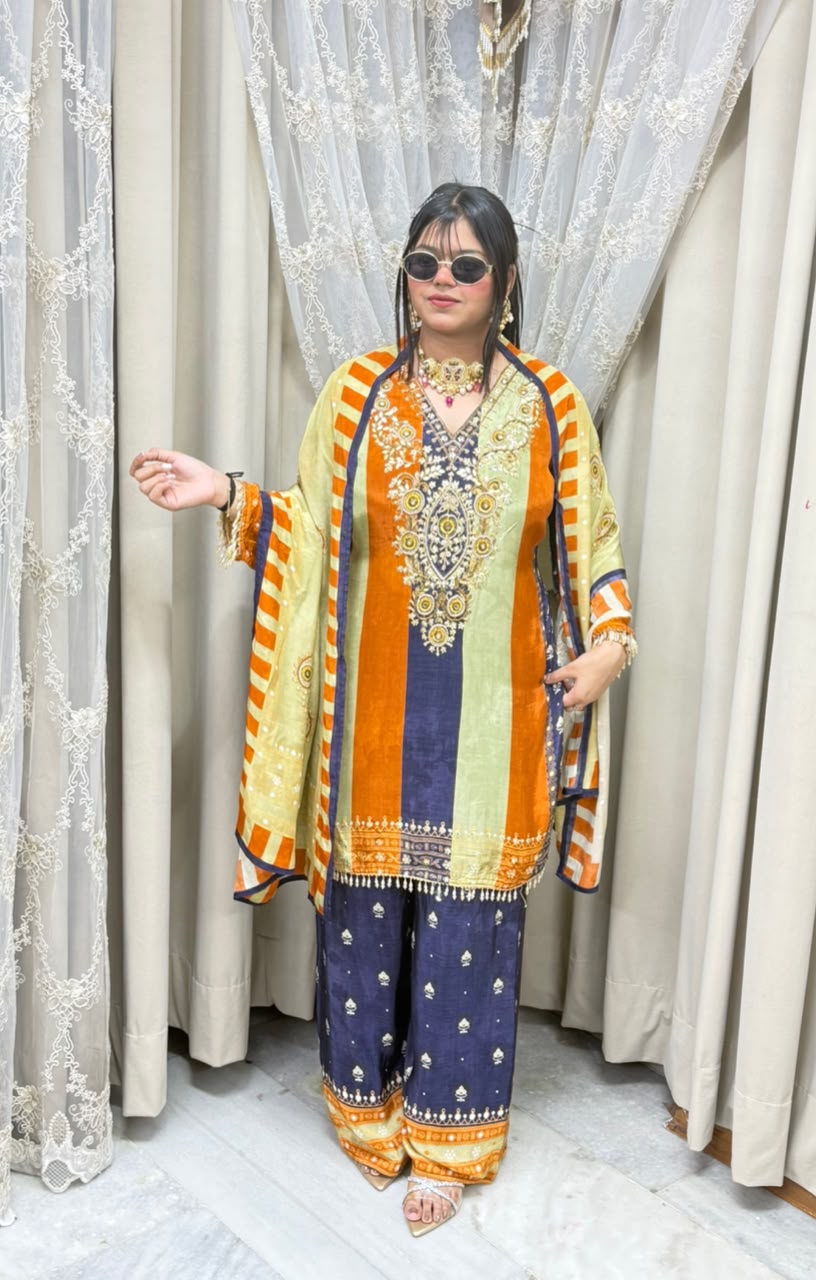 Pure Crepe Designer Suit for Women | Premium Party Wear Suit with Elegant Work