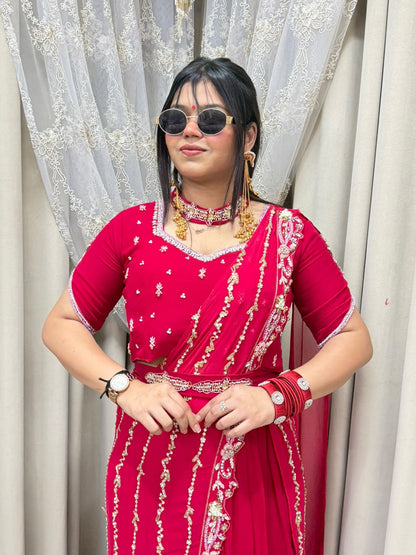 Designer Ready-to-Wear Saree for Women | Premium Pink Saree