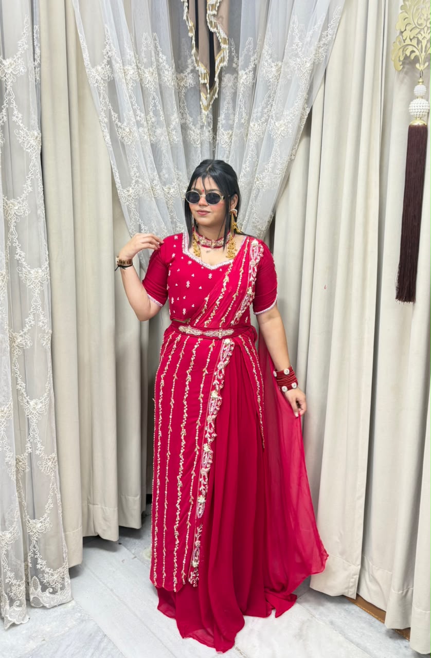 Designer Ready-to-Wear Saree for Women | Premium Pink Saree